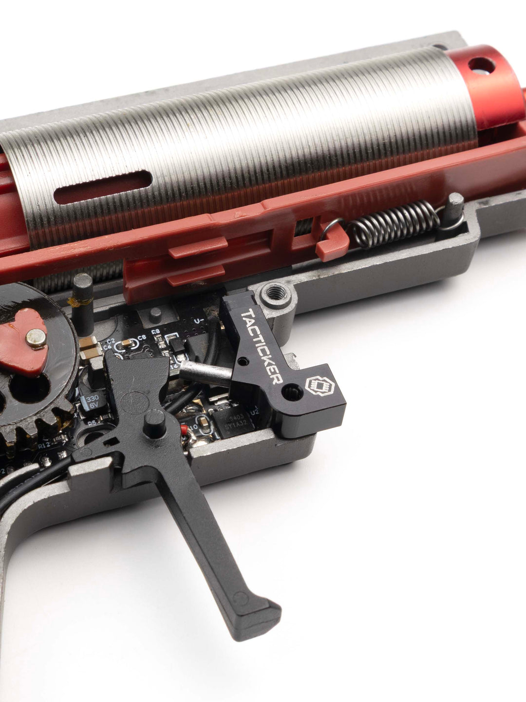 Gate Tacticker realistic trigger pull mechanism for airsoft replica installed in SSR4 Mk1 with Novritsch ETU