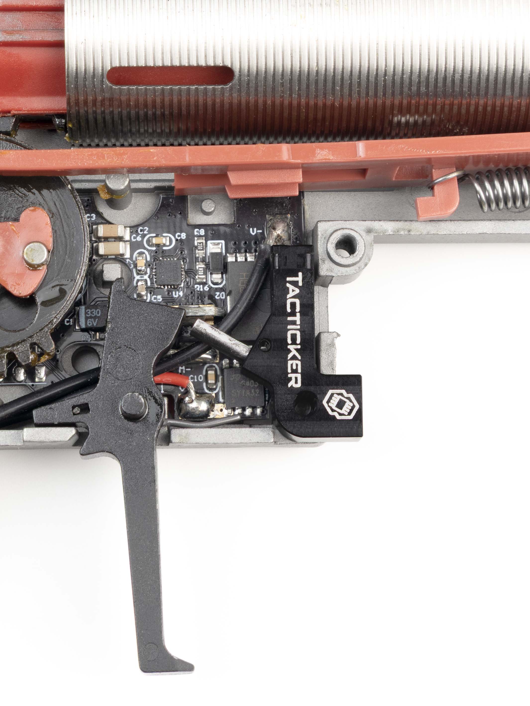 Gate Tacticker realistic trigger pull mechanism for airsoft replica installed in SSR4 Mk1 with Novritsch ETU