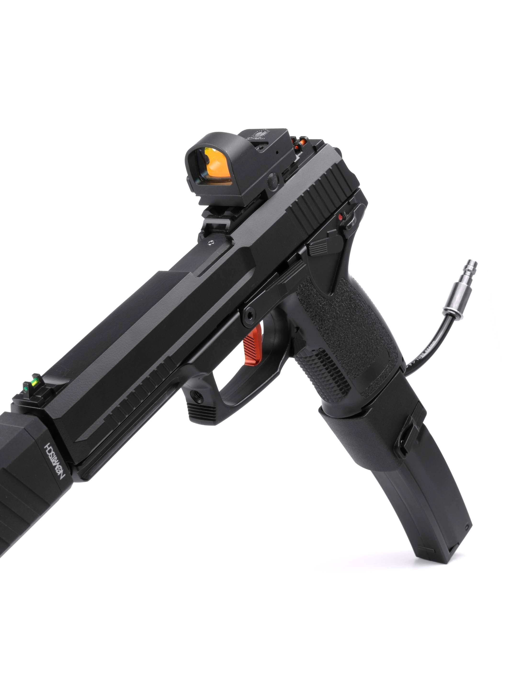 mk23 / ssx23 replica with mp5 hpa adapter installed and short 60rd cyma magazine
