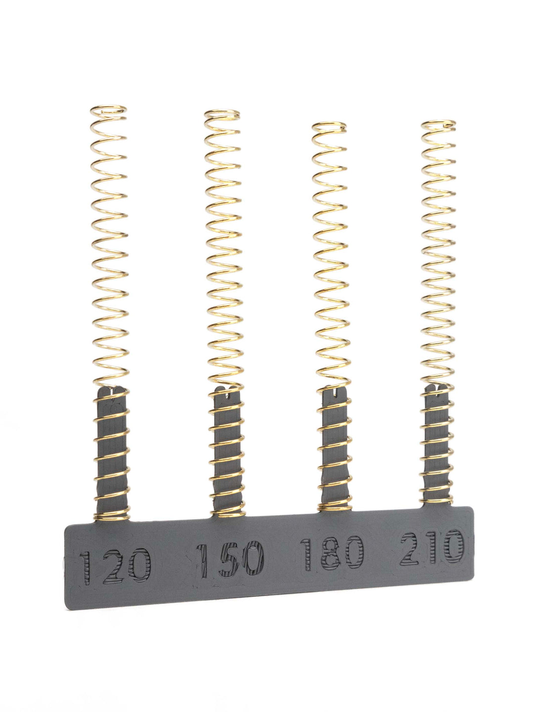 set of 4 different strength aap-01 upgraded recoil springs on a spring holder