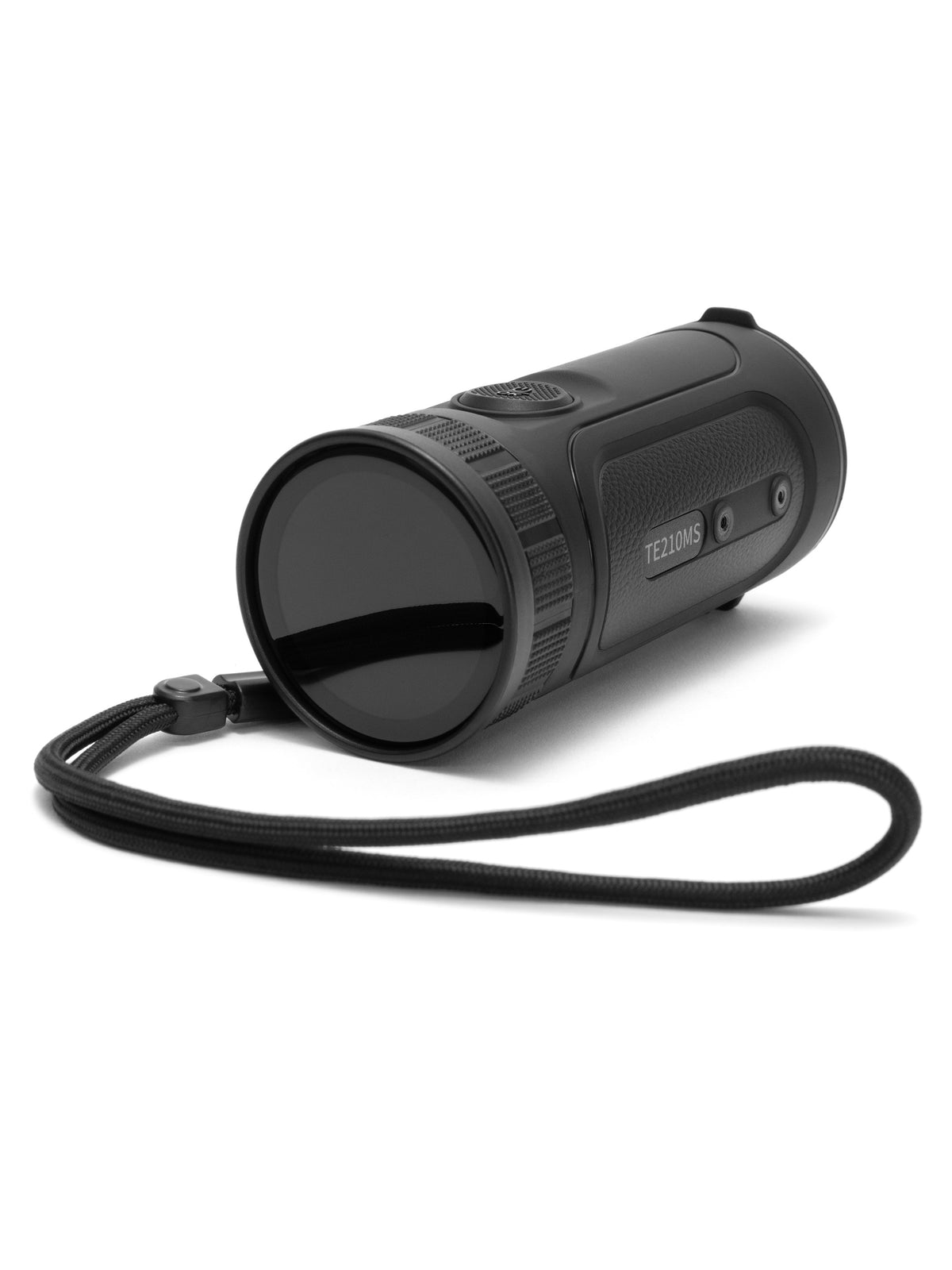 Guide TE210MS thermal monocular with the lens cap on and the model marking on its housing