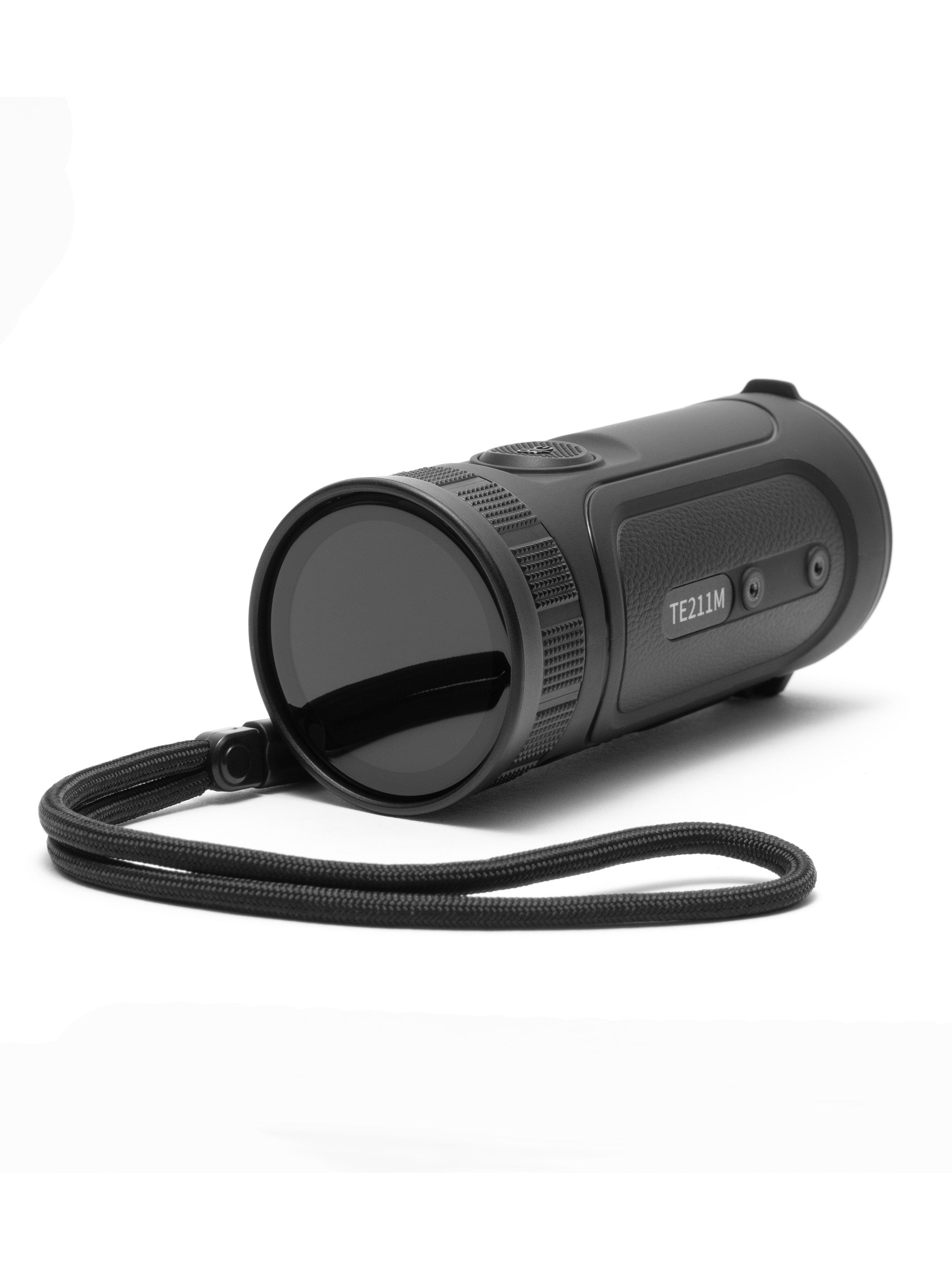 Guide TE211M thermal monocular with the lens cap on and the model marking on its housing