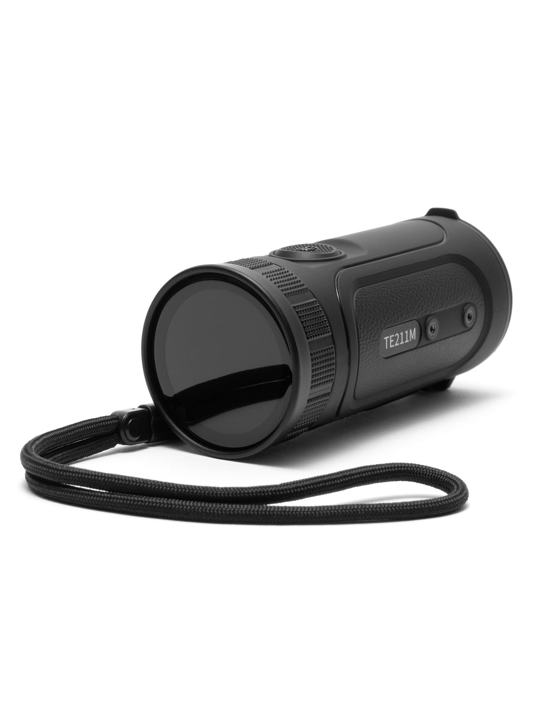 Guide TE211M monocular with lens cap on, wrist strap attached, and TE211M model label visible on the body