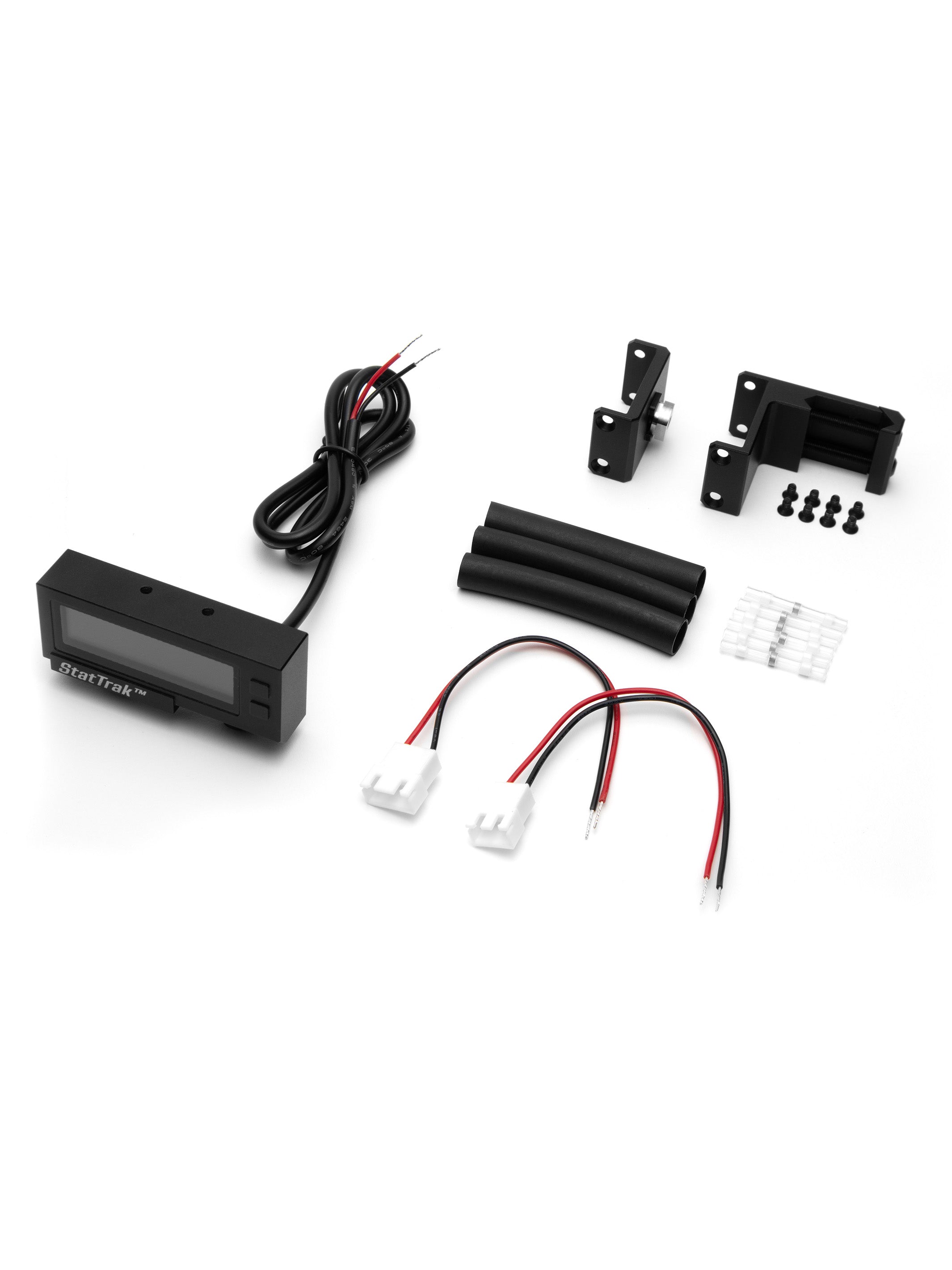 StatTrak digital counter with 2 mounting options, 2 different wiring harnesses and heathshrink for connecting bare wires.