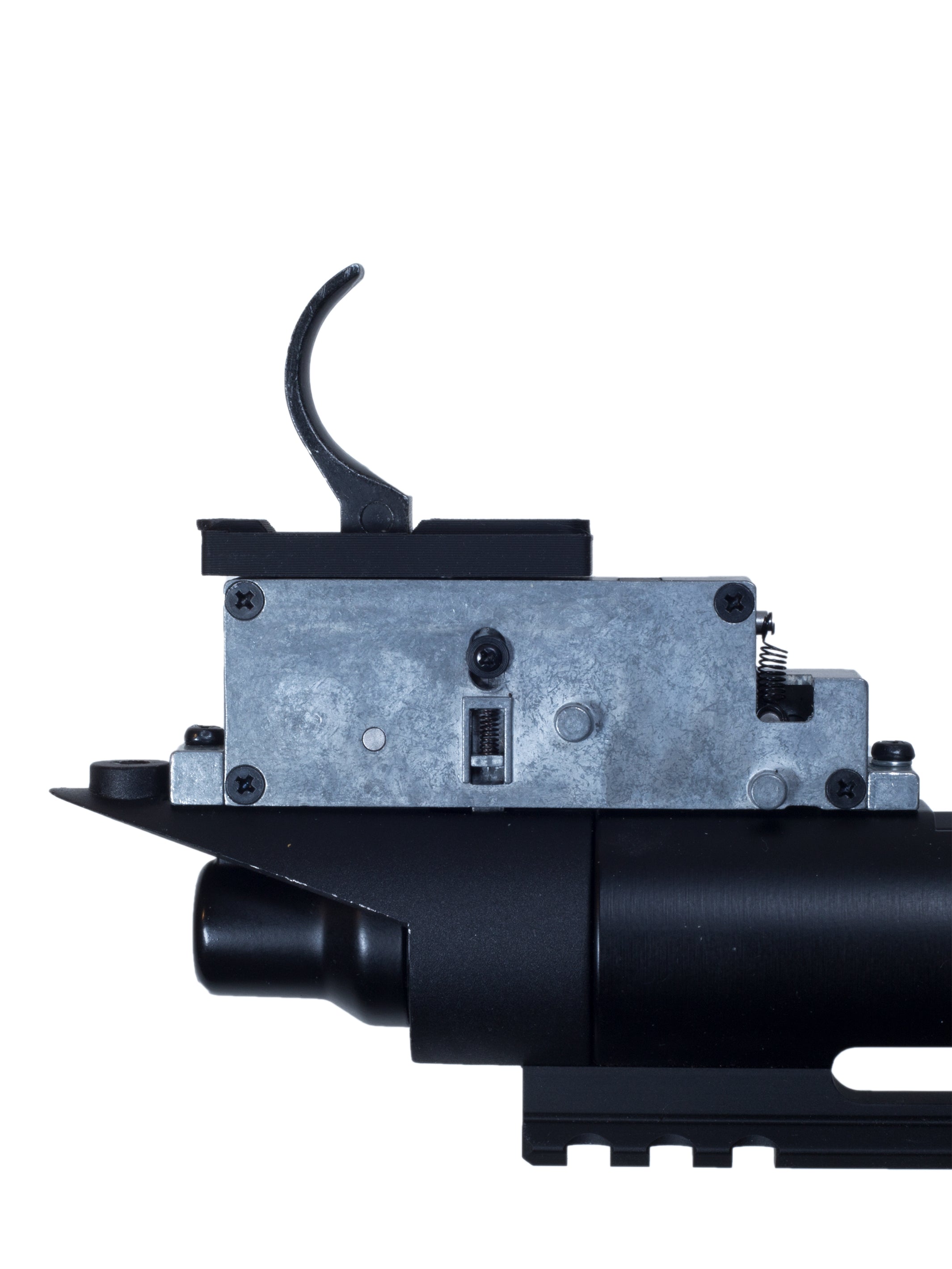 SSG24 metal trigger box and trigger shown from the side before the dust cover is installed
