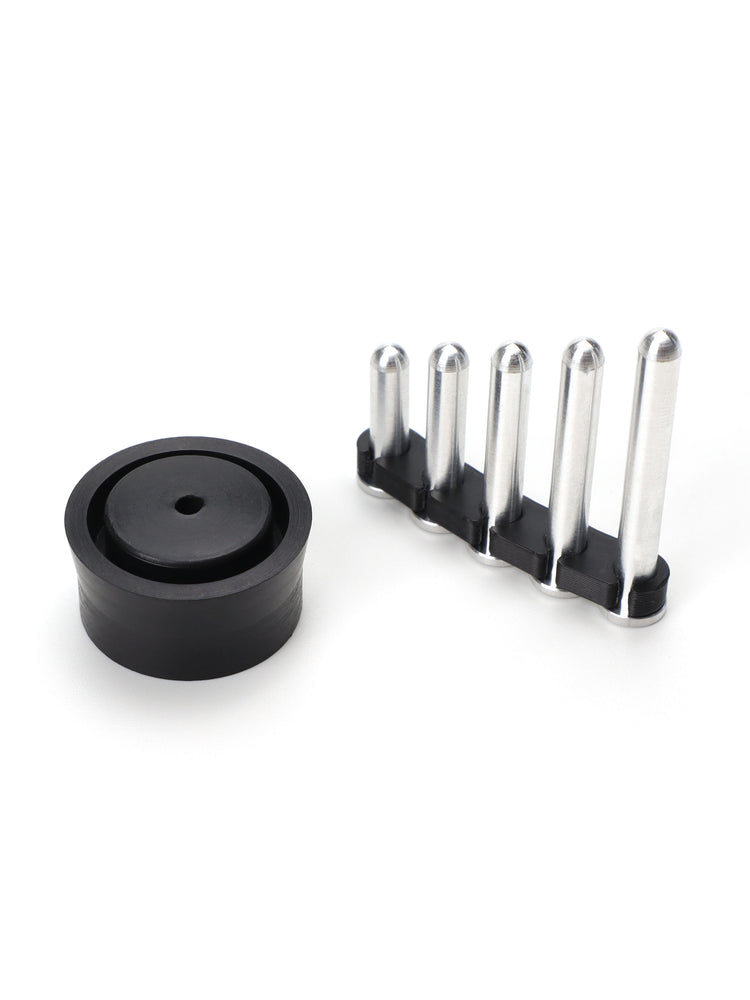 Airbrake kit contents: CNC piston head and five aluminum pins from 10 to 24 mm for the SSG96